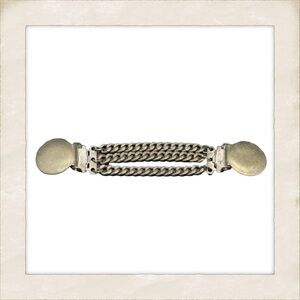 1950’s Vintage Silver Chain Sweater Clip Guard, Triple Strand, 4.5” Long